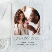 Minimale Boho Photo Arch Black Script De datum ops Acryl Uitnodigingen