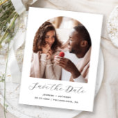 Minimale Boho Photo Arch Zwart Wit Bewaar de datum Briefkaart
