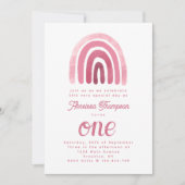 Minimale Boho Pink Rainbow First Birthday Kaart (Voorkant)