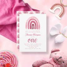 Minimale Boho Pink Rainbow First Birthday