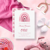Minimale Boho Pink Rainbow First Birthday Kaart