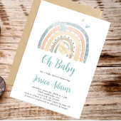 Minimale Boho Rainbow Oh Baby Baby shower Kaart