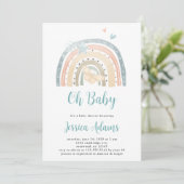 Minimale Boho Rainbow Oh Baby Baby shower Kaart (Staand voorkant)