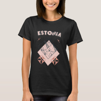 Minimale Boho Reis Lijn Kunst Estland Vakantie T-shirt