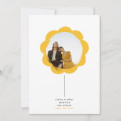 minimale boho retro penseelstreek bloem kader foto save the date (Voorkant)