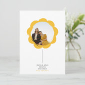 minimale boho retro penseelstreek bloem kader foto save the date (Staand voorkant)