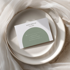 Minimale Boho Retro Salie Groene Boog Bruiloft RSVP Kaartje