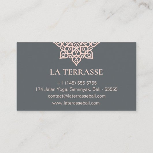 Minimale Boho Roze Grijs Yoga Spirituele Mandala Visitekaartje (Achterkant)
