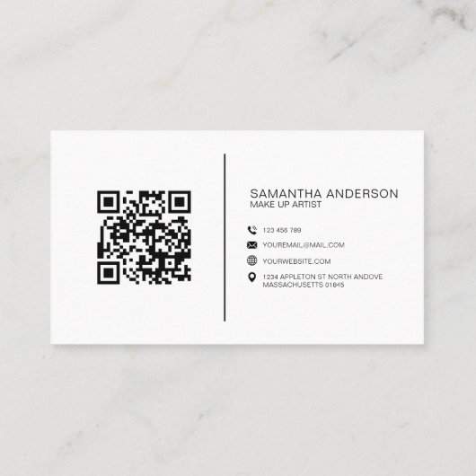 Minimale Boho roze QR-code Modern Professional Visitekaartje (Achterkant)