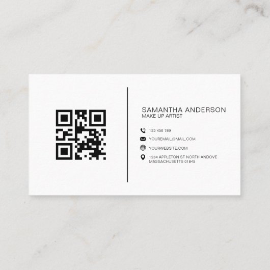 Minimale Boho roze QR-code Modern Professional Visitekaartje (Achterkant)