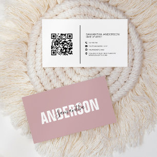 Minimale Boho roze QR-code Modern Professional Visitekaartje