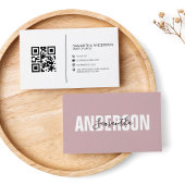 Minimale Boho roze QR-code Modern Professional Visitekaartje