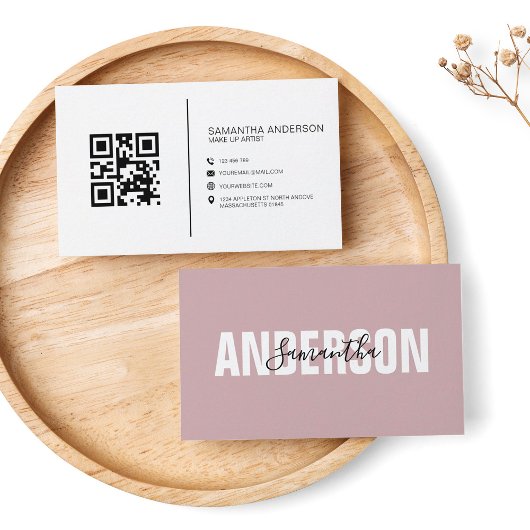 Minimale Boho roze QR-code Modern Professional Visitekaartje