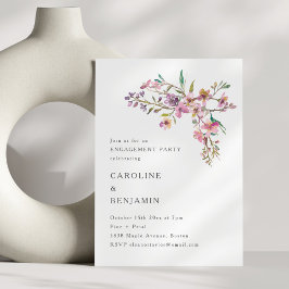 Minimale Boho Roze Wilde Bloemen Verlovingsfeest Kaart