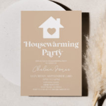 Minimale Boho Tan Beige Eenvoudige Housewarming Pa
