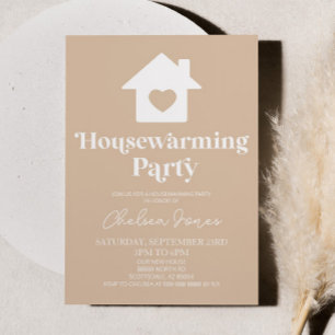 Minimale Boho Tan Beige Eenvoudige Housewarming Pa Kaart