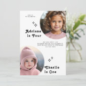 Minimale Boho Verjaardagsfoto van Dubbele Broer/Zu Kaart (Staand voorkant)