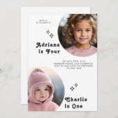 Minimale Boho Verjaardagsfoto van Dubbele Broer/Zu Kaart (Voorkant / Achterkant)