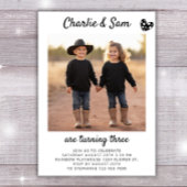 Minimale Boho-verjaardagsfoto van dubbelportret va Kaart