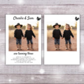 Minimale Boho-verjaardagsfoto van dubbelportret va Kaart