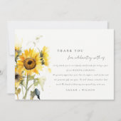 Minimale Boho Watercolor Zonnebloem Rustieke Bruil Bedankkaart (Voorkant)