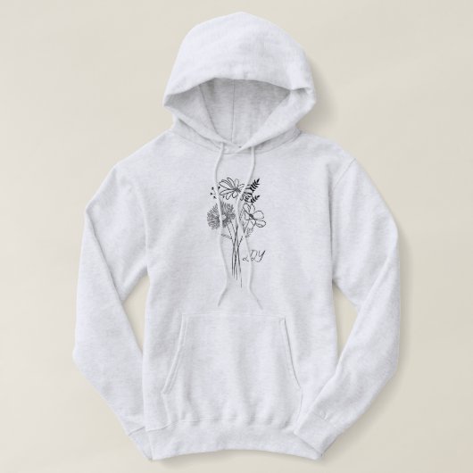 Minimale Boho Wilde Bloem, Bohemia minimale Kunst Hoodie (Design voorkant)