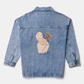 Minimale Boho Wilde Bloem, Bohemiam minimale Bruid Denim Jacket (Achterkant)