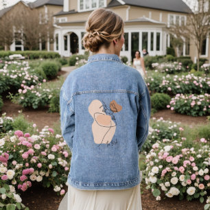 Minimale Boho Wilde Bloem, Bohemiam minimale Bruid Denim Jacket