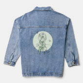 Minimale Boho Wilde Bloem, Bohemiam minimale Bruid Denim Jacket (Achterkant)