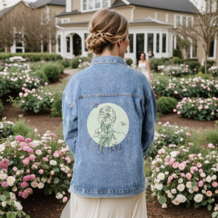 Minimale Boho Wilde Bloem, Bohemiam minimale Bruid Denim Jacket