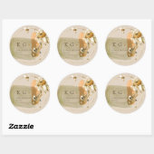Minimale Boho Wilde Bloemen | Trouw Monogram Ronde Sticker (Vel)