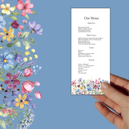 Minimale Boho Wildflower Wedding Menu