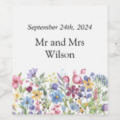 Minimale Boho Wildflower Wedding Wijn Etiket (Enkel label)