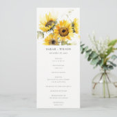 Minimale Boho Zonnebloem Rustieke Trouwprogramma Kaart (Staand voorkant)