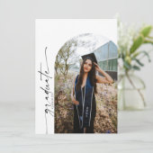 Minimale boog afstudeerfeest met foto kaart (Staand voorkant)