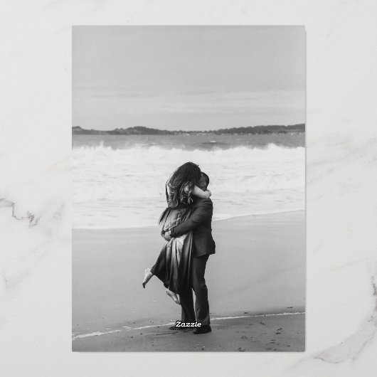 Minimale boog bespaart de datum Emerald Green Folie Uitnodiging (Achterkant)