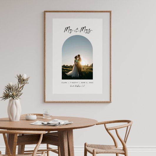 Minimale boog foto aangepaste Mr en Mrs poster