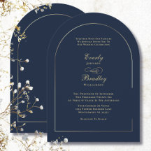 Minimale Boog Navy Goud Elegante Klassieke Trouw
