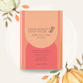 Minimale boog perzik fuzz vet bruiloft folie uitnodiging