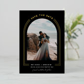 Minimale boog sparen de Datum Zwarte Uitnodiging v (Staand Voorkant)