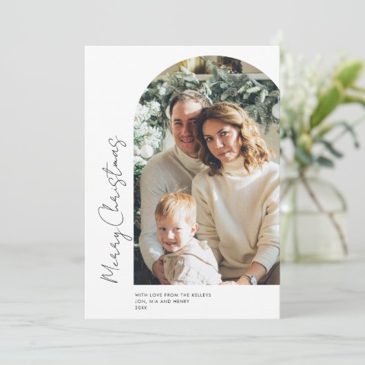 Minimale boog van het midden met kerstkaart (Staand voorkant)