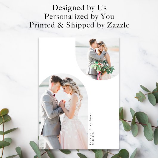 Minimale boogcurve Multi Photo Bruiloft Bedankkaart