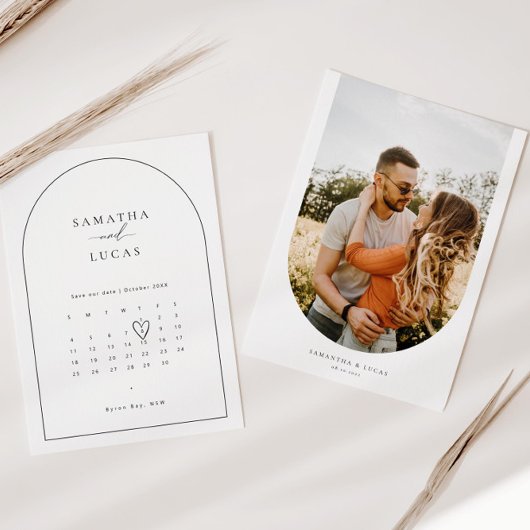 Minimale boogfotokalender Sla de datum op Kaart
