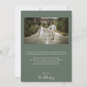 Minimale booggroene moderne bruiloft bedankt kaart (Achterkant)