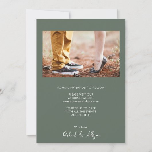 Minimale booggroene moderne foto Opslaan Datum Kaart (Achterkant)