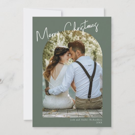 Minimale booggroene moderne kerstkaart kaart (Voorkant)