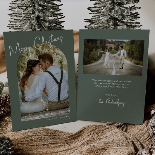 Minimale booggroene moderne kerstkaart kaart