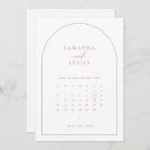 Minimale boogkalender Opslaan Datum uitnodiging (Voorkant / Achterkant)