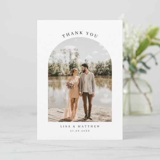Minimale bootfoto's bruiloft bedankt voor je kaart (Staand voorkant)