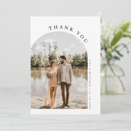 Minimale bootfoto's bruiloft bedankt voor je kaart (Staand voorkant)